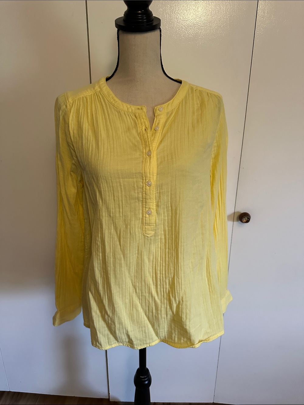 St. John's Bay Yellow Long-Sleeve Button-Front Tunic